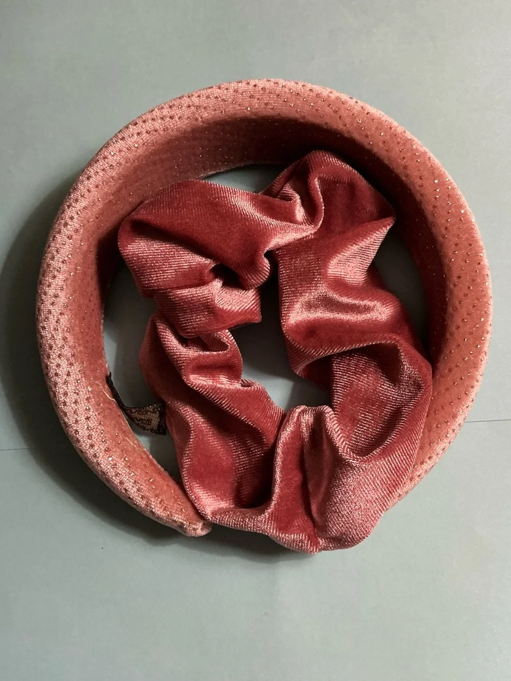 Pink Velvet Scrunchie and Brand Handmade Headband